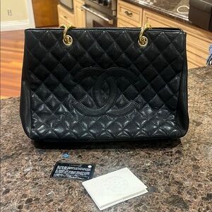Chanel Black Quilted Leather Tote